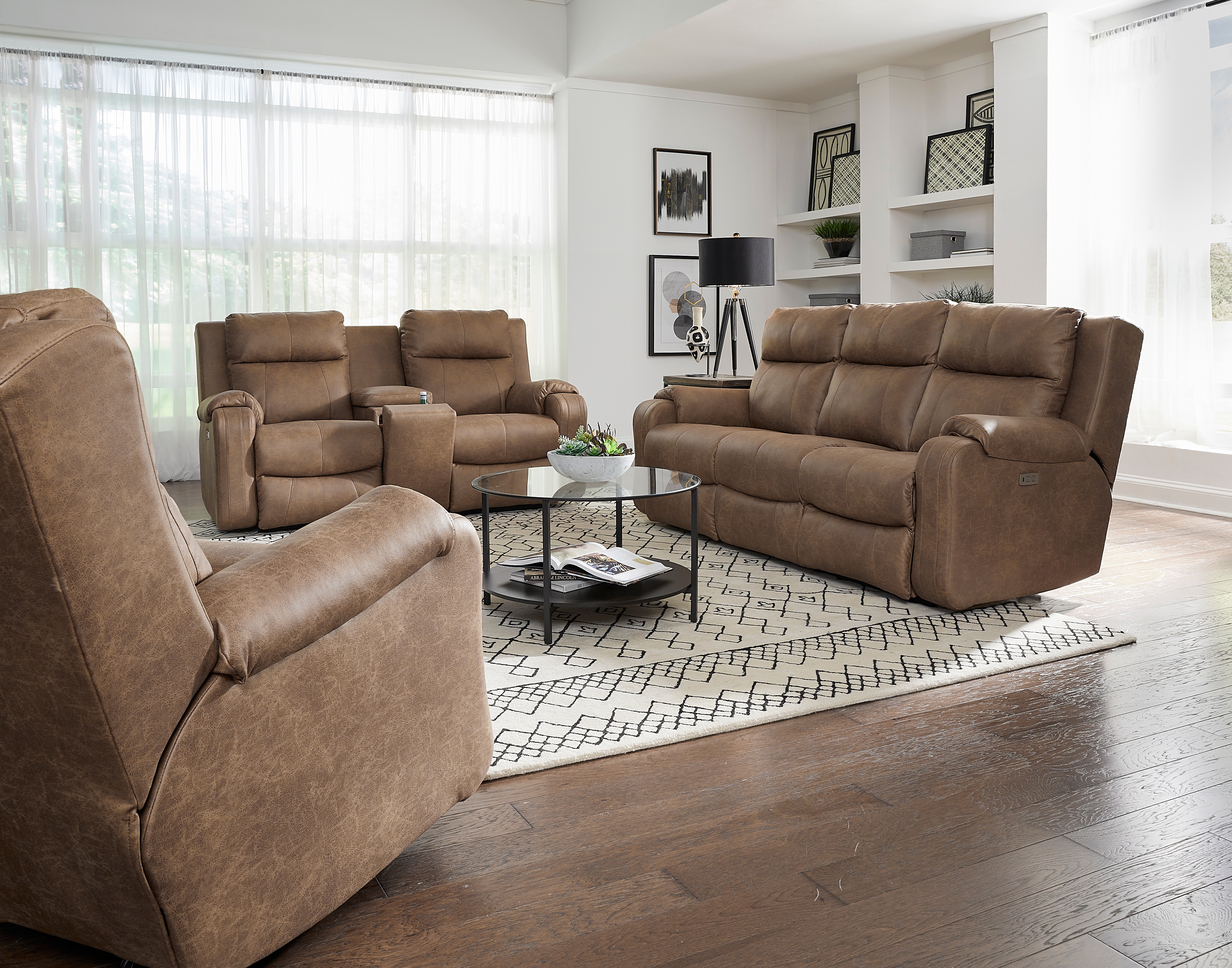 Southern motion deals leather sectional